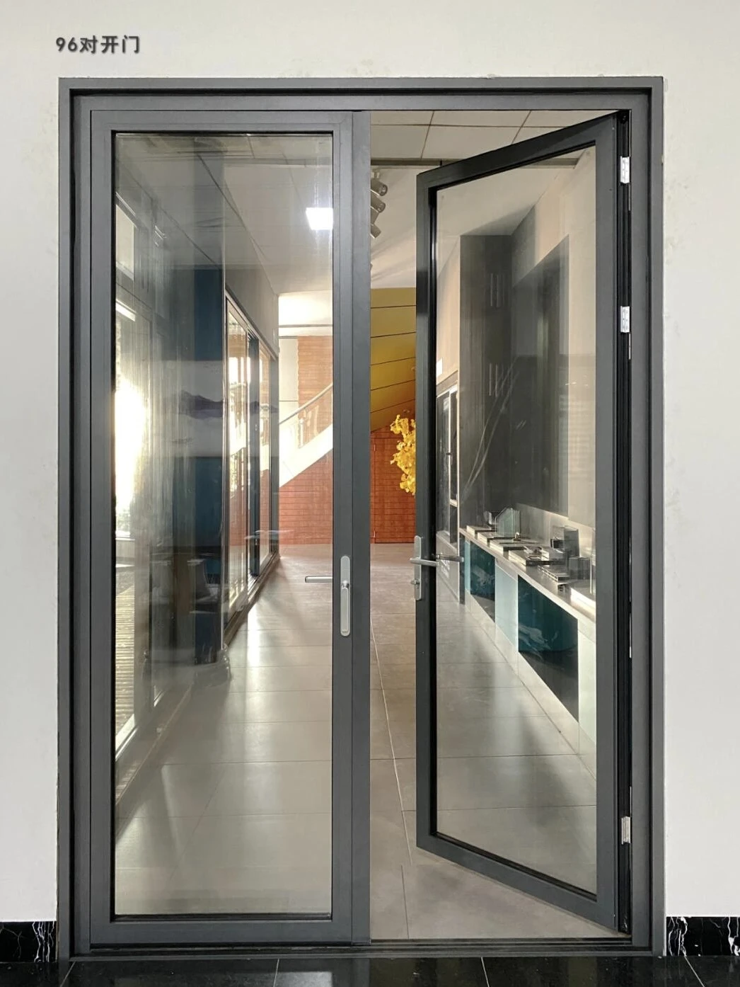 Aluminum double doors for a residential or commercial entrance